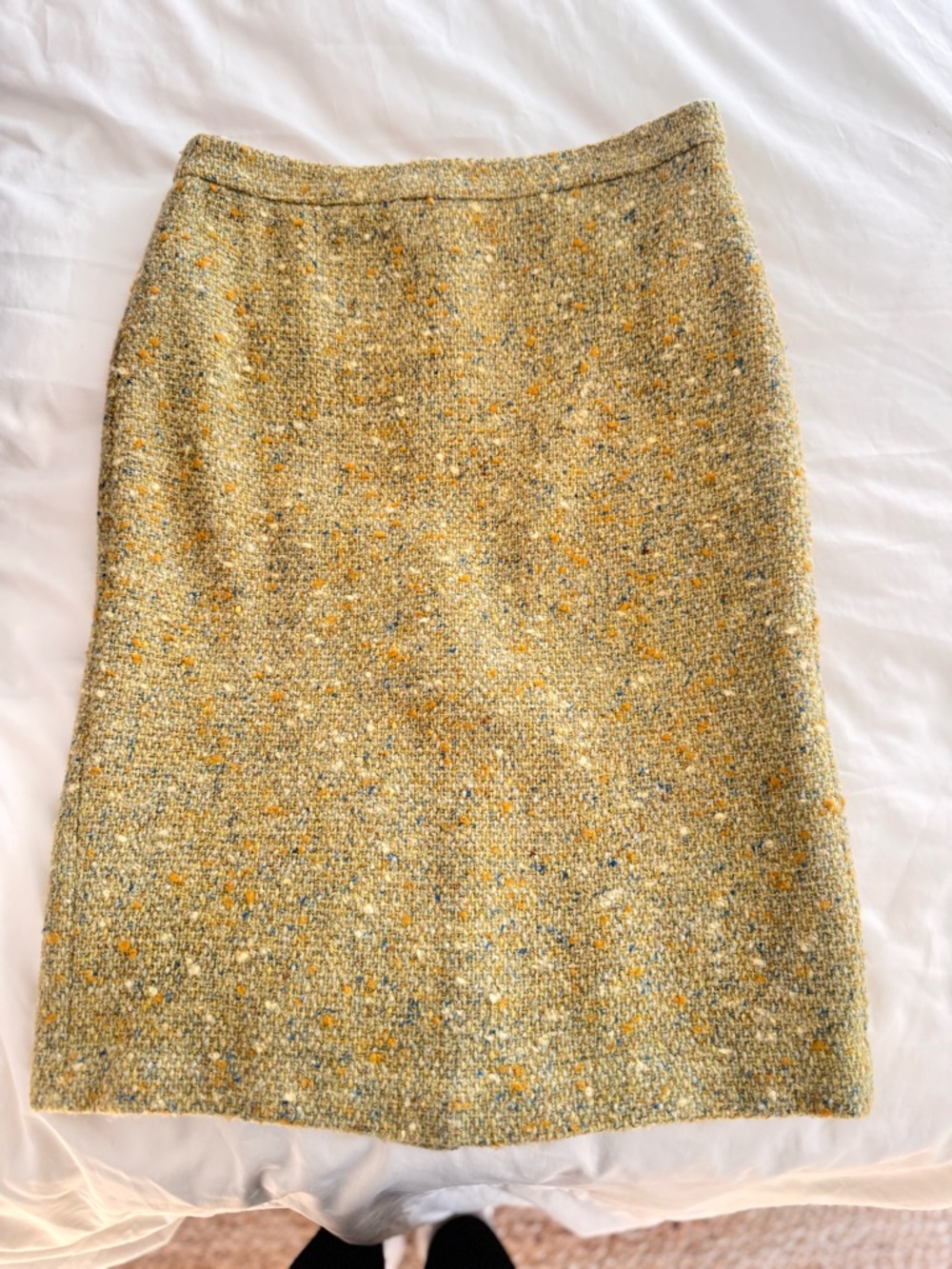 J. Crew Yellow Tweed Pencil Skirt with Speckled Detail